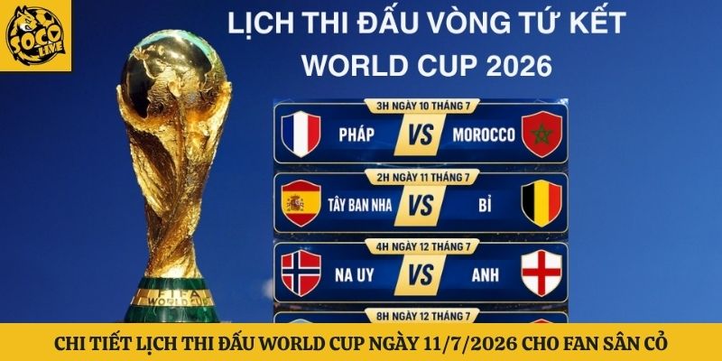 Chi Tiết Lịch Thi Đấu World Cup Ngày 11/7/2026 Cho Fan Sân Cỏ
